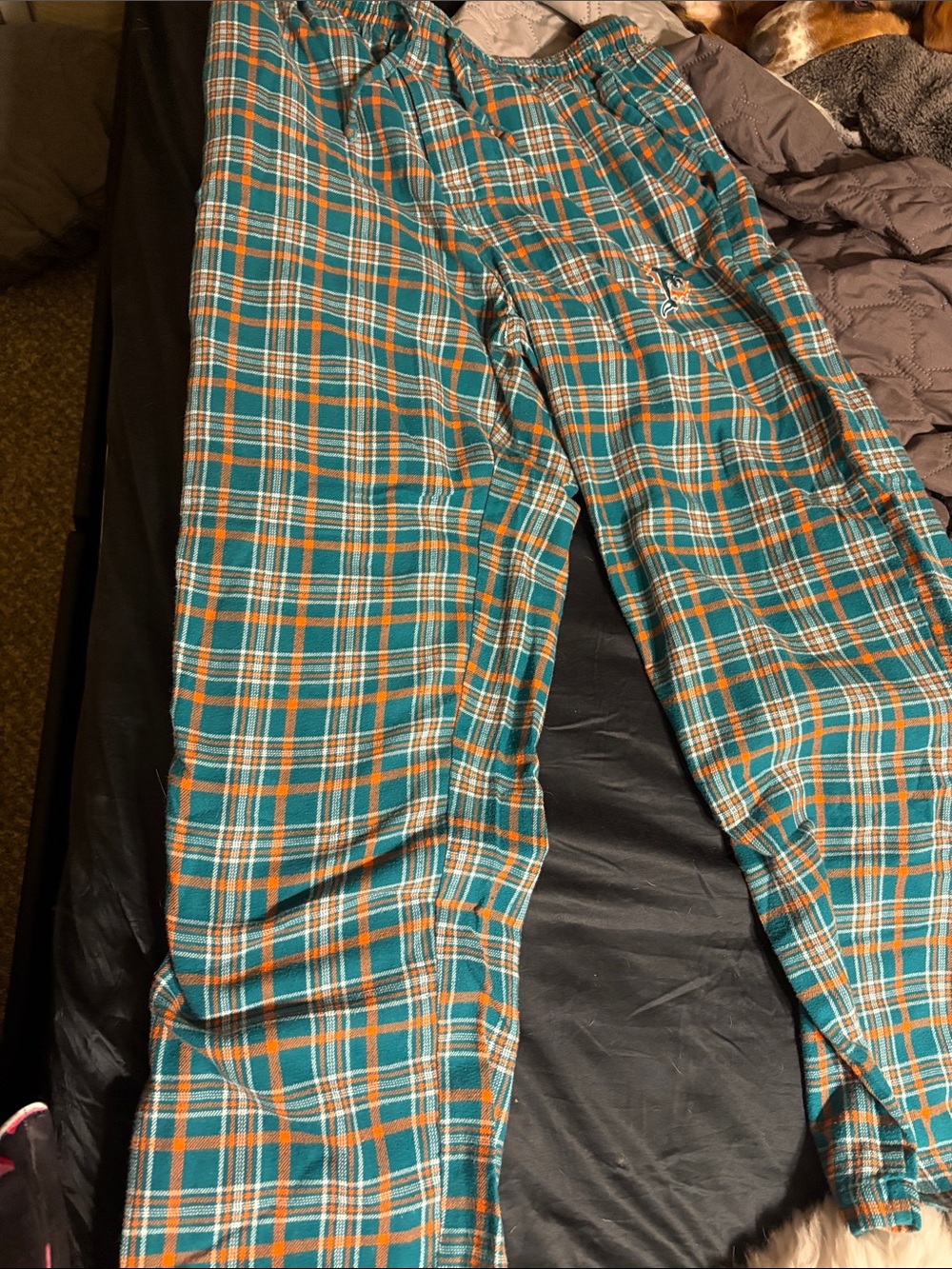 Miami Dolphins Plaid Green & Orange Men’s Lounge Pants
